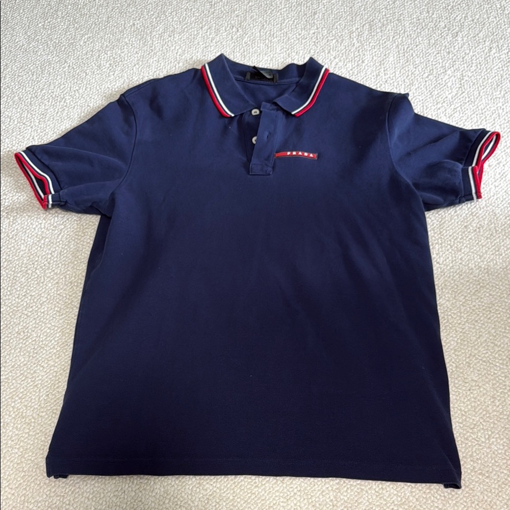 Prada Blue and Red Polo Shirt Classic Fit